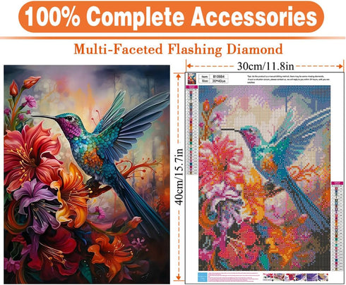 igoodom 5D Hummingbird Diamond Painting Kits for Adults and Beginners, DIY Diamond Art Kits Round Full Drill Gem Painting Art and Crafts for Wall ...