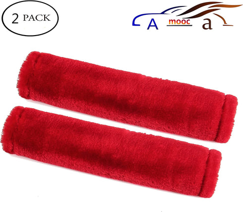 Amooca Soft Faux Fur Universal Fit Seatbelt Cover Car Truck SUV Airplane Seat Belt Shoulder Pad for Carmera Backpack Straps Neck Cushion Protector...