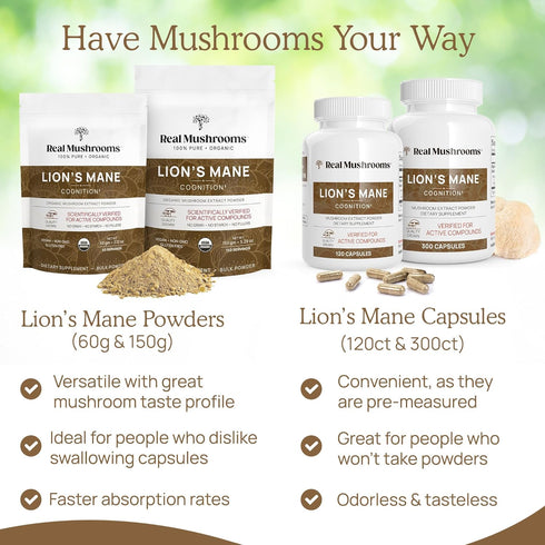 Lion’s Mane Powder - Organic Lions Mane Mushroom Extract with Immunomodulating Properties & Antioxidants - Vegan Mushroom Supplement, 60 Servings...