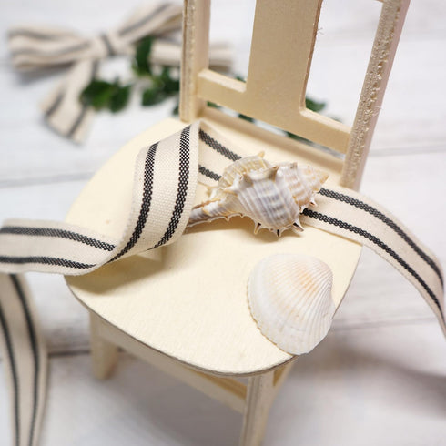 CT CRAFT LLC Ivory Cotton Black Stripes Ribbon 5/8" x 10 Yards for Home Décor Gift Present Wrapping DIY Crafts Birthday Wedding Bouquet Christmas...