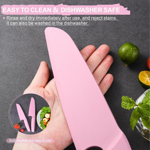 Nylon Knife for Nonstick Pans, 2 pcs Kitchen Knife Safe for Kids, Nonstick Knife Resistant to high temperatures up to 460 degrees Fahrenheit, Pink...