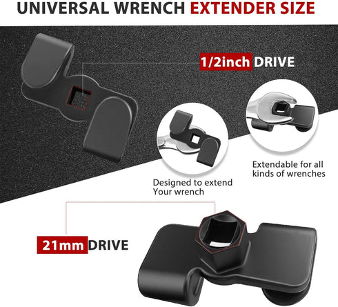QUACOWW Wrench Extender Universal Wrench Extender Adaptor for 1/2 Inch Drive or 21 MM Hex Drive Wrench Conversion Driver Wrench Extender Mechanics...