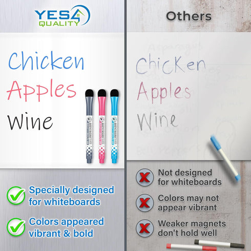 Magnetic Dry Erase White Board Sheet for Fridge 12x8 in, with Stain Resistant Technology, includes 3 Markers and Big Eraser with Magnets, Small Re...