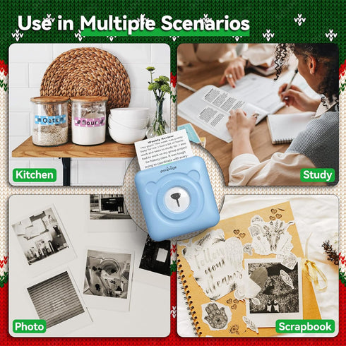 A6 Mini Printer, Portable Thermal Printer, Mini Sticker Printer, Bluetooth Connected Phone, Compatible with iOS and Android, Printable Labels, Rec...