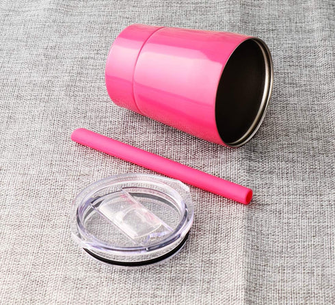 Kids Stainless Steel Cup Lovely Small Rambler Tumbler with Lid and Silicone Straw, 8.5 OZ (1, Rose Red)...