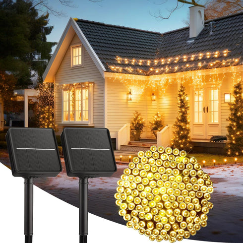 Solar String Lights for Outside, 2-Pack 200LED 78FT Total Solar Lights Outdoor IP65 Waterproof Solar Powered Lights with 8 Lighting Modes for Part...