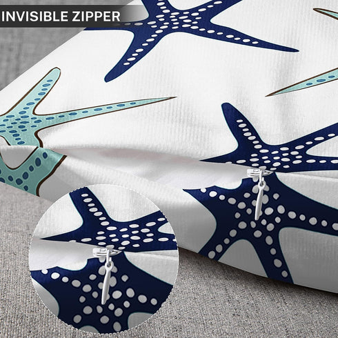 Emvency Set of 2 Throw Pillow Covers Beach Ocean Coastal Green and Blue Starfish Decorative Pillow Cases Home Decor Standard Square 18x18 Inches S...