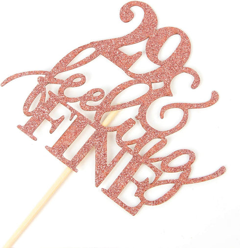 Glitter Rose Gold 29&Feeling Fine Cake Topper -Cheers to 29 Years Cake Topper -Anniversary or Vow Renewal Decoration Ideas...