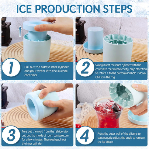 Cylinder Silicone Ice Cube Mold, New 3D Ice Cubes Maker, Decompress Ice Lattice, Press-Type Easy-Release Ice Cup...