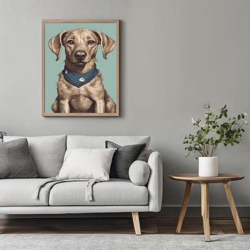 Posterizer 1 pcs- Beautiful brown dog with a bandana-Art for Animal Lovers- Gift for Men Women Entrepreneur Teens-Decor for Home & Office- unframe...