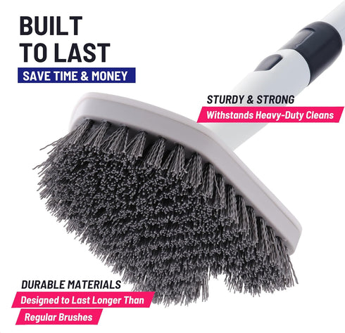 Replacement Bristle Brush Head Scrubber Refill for Extendable Tub Tile Shower Scrubber for Cleaning Non-Scratch (1x Bristle Brush Gray)...
