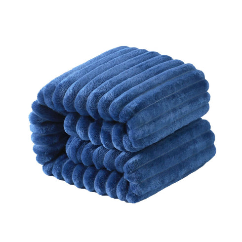 NTBAY Plush Soft Flannel Baby Blanket, Warm and Cozy Unisex Toddler Blanket with Stripe Pattern for Stroller, Crib, Travel, 30x40 Inches, Navy Blu...