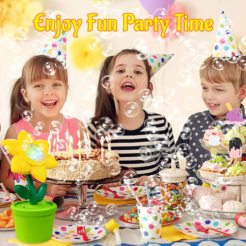 MEMOVAN Sunflower Bubble Machine Flower Bubble Maker Flower Pot Bubbles Machine Automatic Bubble Maker Toy with Musical & Lights for Kids Birthday...