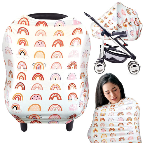 Boao Stretchy Baby Car Seat Cover Baby Car Seat Canopy Nursing Cover Carseat Canopy for Babies Breastfeeding and Car Seat Multi Use Shopping Cart ...