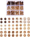Pandahall 120pcs Coconut Shell Sewing Buttons 2 Holes Flower Leaf Basic Sewn-On Craft Buttons 12 Styles for DIY Sewing Clothing Accessories Scrapb...
