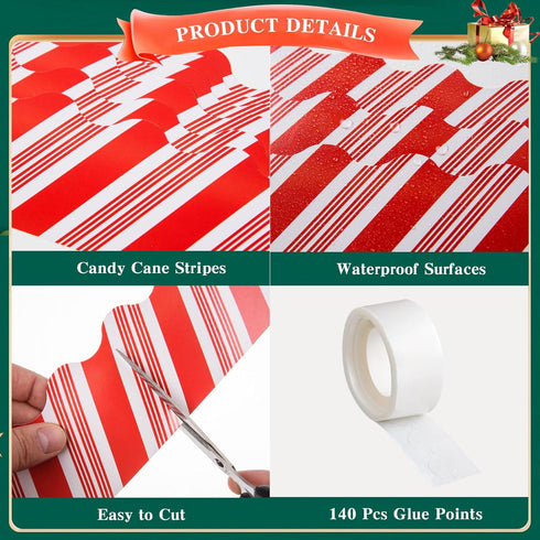 72 Feet Christmas Bulletin Board Borders Candy Cane Stripe Scalloped Borders Trims Red White Stripe Bulletin Borders Peppermint Classroom Decorati...