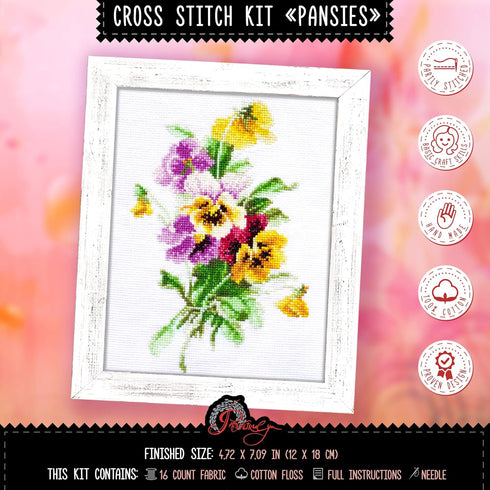 Povitrulya Cross Stitch Embroidery Kit 'Pansies'......