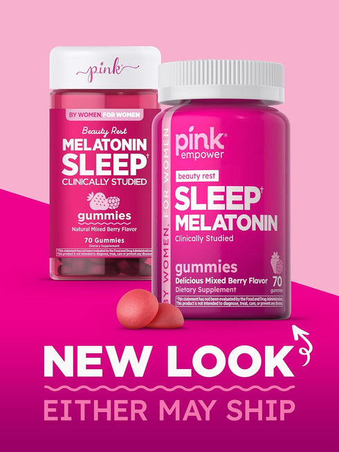 PINK Melatonin Gummies | 10mg | Max Potency | Vegan, Non-GMO & Gluten Free | 70 Count | Mixed Berry Flavor...