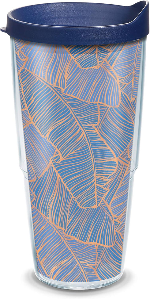 Tervis Navy Banana Palms Made in USA Double Walled Insulated Tumbler Travel Cup Keeps Drinks Cold & Hot, 24oz, Clear...