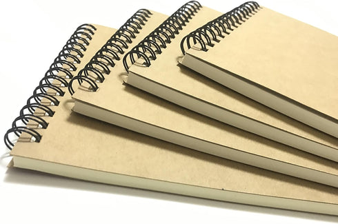 A5 Top Spiral Bound Notebooks Bulk Journals Spiral Steno Pads Blank/Lined Kraft Brown Cardboard Cover Thick Cream Writing Pad Sketchbook Scrapbook...