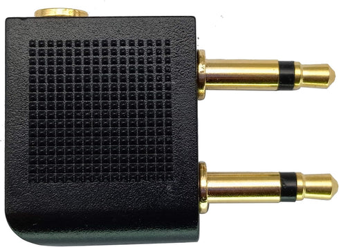 Dual 3.5mm (1/8") Male to 3.5mm Female AUX Audio Jack Adapter Converter for Using Headphone on Airplane Airline Flight (2 Pack)...