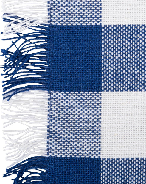 DII Heavyweight Fringed Check Tabletop Collection, Placemat Set, 13x19, Navy, 6 Piece...