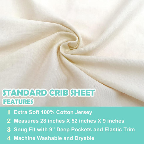 TL Care 100% Natural Cotton Fitted Crib Sheet 52" x 28" - Soft, Breathable, Hypoallergenic & Gentle Toddler Bed Sheet, Cream, Neutral for Boys & G...