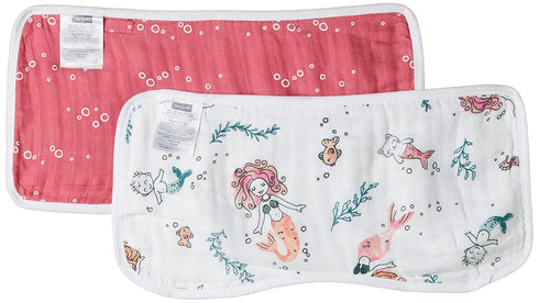 Bebe au Lait Oh So Soft Muslin Baby Burp Cloth Set - Mermaids and Bubbles , 8.5x17 Inch (Pack of 1)...