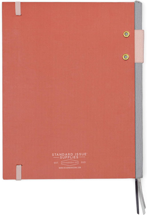 DesignWorks Ink Standard Issue Rosewood and Blush Planner Notebook No. 3 Journal with Lined Pages, Elastic Closure, Pen Holder, and 3 Ribbon Marke...