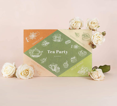 ACORUS Tea Party with 4 Different Flavors | Tea Set | 40 Count Natural Rooibos, Black Tea, Green Tea Packs with Beautiful Gift Box | Tea Bags Vari...