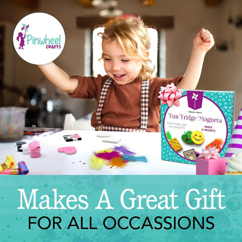 Pinwheel Crafts Magnetic Mini Tile Art Kit - DIY Kids Arts and Crafts Painting Kit - Decorate Cute Refrigerator or School Locker Magnets, Mini Art...