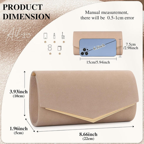 Velvet Clutch Bag for Women Black Formal Evening Bag Wedding Purse Red Suede Prom Cocktail Party Handbag with Chain...