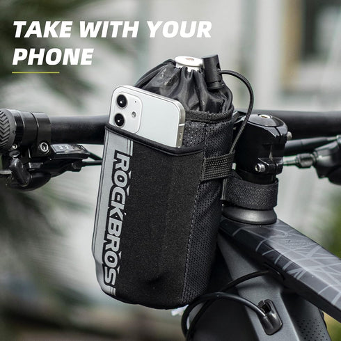 ROCKBROS Bike Water Bottle Holder Bag Bike Bag Handlebar Stem Bag Bicycle Cup Drink Holder Insulated Stem Bag Food Snack Bike Accessories Storage ...