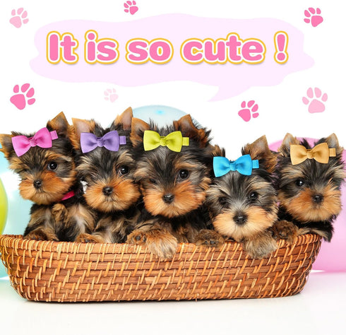 50 Pcs Dog Hair Bows with Clips Puppy Dog Small Bowknot Cute Handmade Small Dog Accessories Pet Grooming Products for Doggies Cat Rabbit Kitten, C...