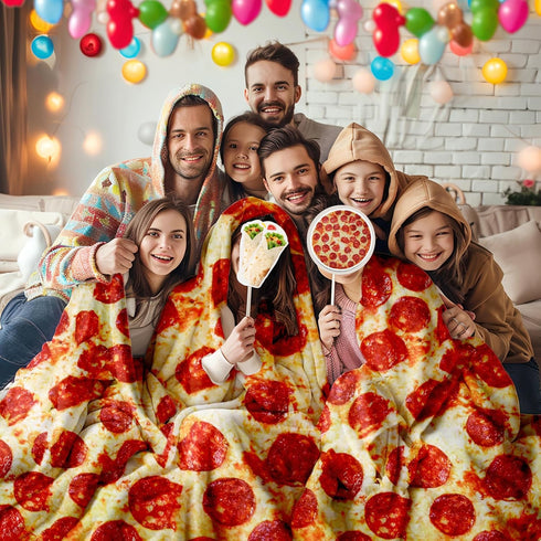 Lhedon Pizza Blanket for Teen Kids, 60 Inch Throw Blanket, Round Pepperoni Pizza Food Blanket, Funny Gifts for Boy Girl, Soft Flannel Blanket for ...