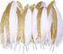 BABEYOND 42 Pcs 1920s Gatsby Gold Dipped Feather Natural Décor Glitter Feather for 20s Party Decoration Wedding Decoration (White & Gold)...