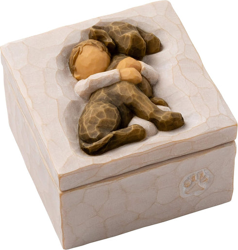 Willow Tree Hug (dark dog), sculpted hand-painted Keepsake Box...