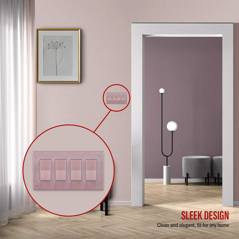 ENERLITES Elite Series Screwless Decorator Wall Plate Child Safe Outlet Cover, Gloss Finish, Size 4-Gang 4.68" H x 8.30" L, Unbreakable Polycarbon...