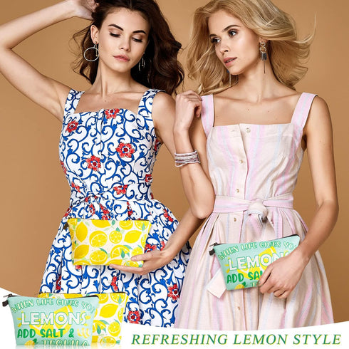 Reginary 6 Pieces Lemon Makeup Bags Purse Travel Cosmetic Pouch Waterproof Lemon Multifunction Makeup Pouch with Zipper Toiletry Bag Case Organize...