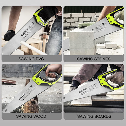 14 in. Pro Hand Saw, 11 TPI Fine-Cut Soft-Grip Hardpoint Handsaw Perfect for Sawing, Trimming, Gardening, Cutting Wood, Drywall, Plastic Pipes, Sh...