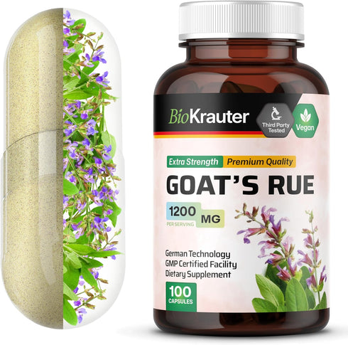 BIO KRAUTER Goats Rue Lactation Support Capsules 1200 mg - 100 Count - Goats Rue Capsules - Natural Breastfeeding Supplements...