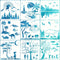 9 Pieces Forest Landscape Stencil Mountains Rivers Stencils with Metal Open Ring Reusable Human Nature Templates DIY Elephant Animal Drawing Templ...