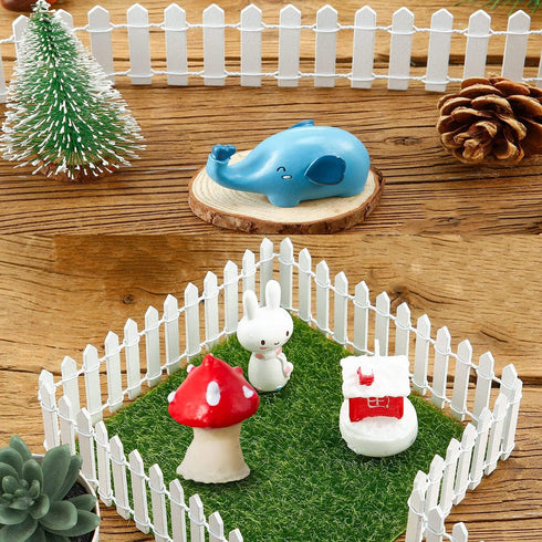 Miniature Dollhouse Fairy Garden Fence Decorative Picket Fence for DIY Diorama Crafts Project,40 Inches Long x 2 Pack (2 Pack of White)...