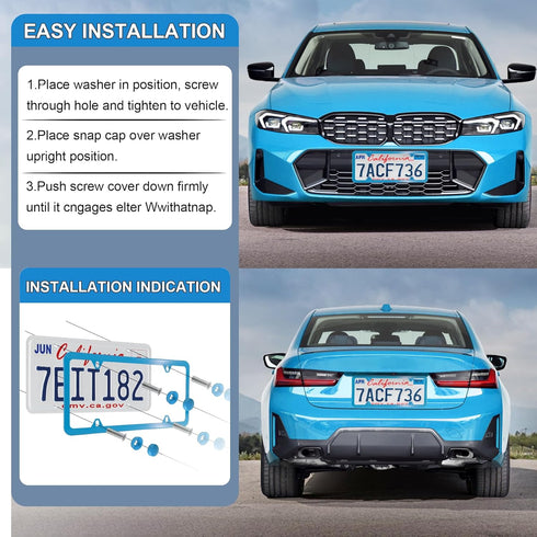 LivTee 4 Holes Stainless Steel License Plate Frames, 2 PCS Car Licence Plate Covers, Automotive Exterior Accessories Slim Design with Bolts Washer...