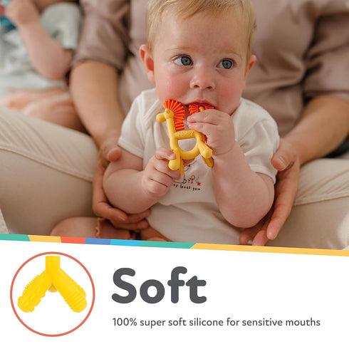 Nuby Silicone Geo Zoos Teether - Giraffe Teething Toy for Babies 3+ Months - Soothes and Massages Sore Gums...