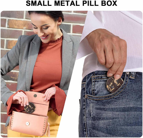 Pill Case for Purse & Pocket - Metal Daily Pill Box for Travel, Portable Waterproof Pill Organizer Single Medicine Container Holder for Vitamins, ...