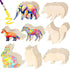 48 Pack Unfinished Wooden Woodland Forest Animal Life Cutouts,Bear,Fox,Elephant,Rabbit,Squirrel,Horse,Rhinoceros,Owl Shapes Model for Home Decor O...