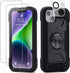 for iPhone 14 Plus Case 6.7 Inch with Ring Stand, with 2 Pack Glass Screen Protector + 1 Pack Camera Lens Protector,Heavy-Duty Shockproof Military...