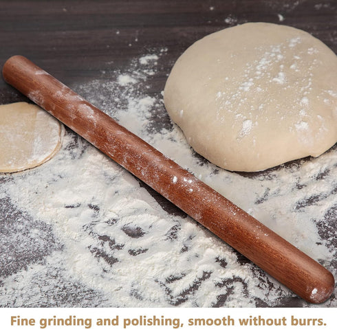 Aisoso French Rolling Pin, 17.7 Inches Wood Rolling Pin for Baking Extra Long Thickened, Classic Wooden Dough Roller for Fondant Pizza Pie Crust C...