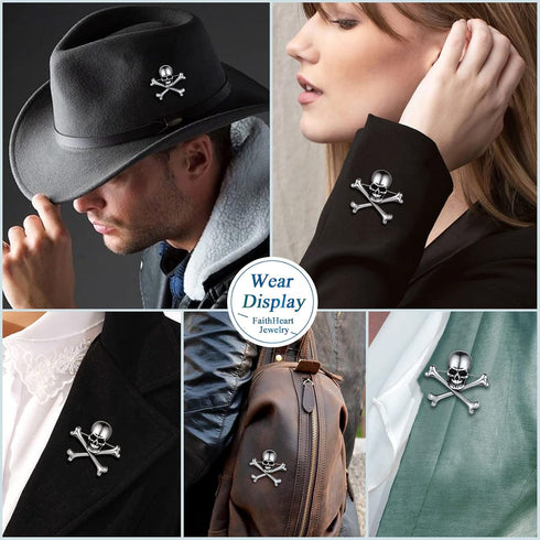 FaithHeart Women's Brooches Pins, Punk Skull/Spider/Antler Designs with Delicate Gift Packaging...